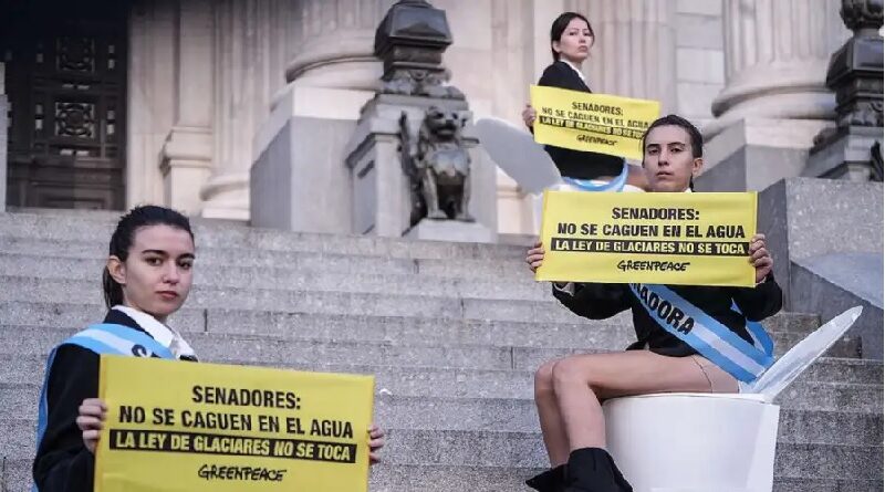 Protesta de Greenpeace en el Congreso: detienen a ambientalistas y agreden a periodistas